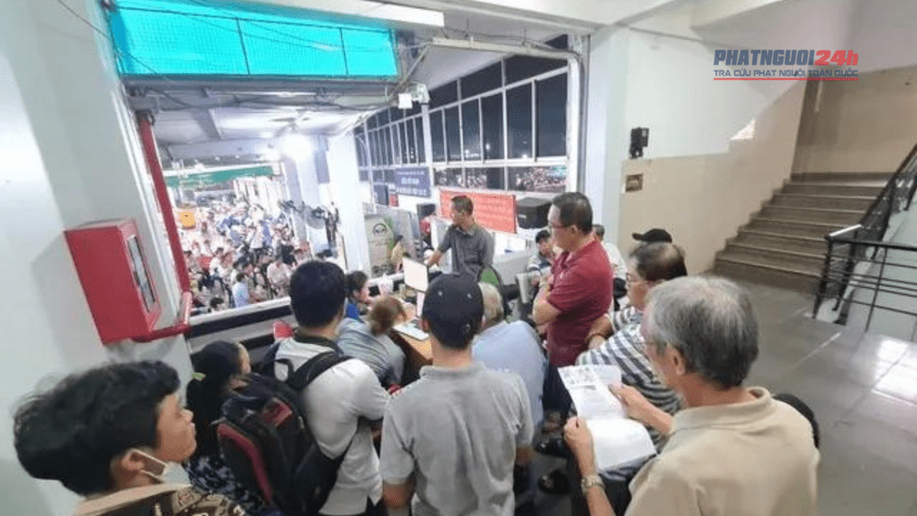Người dân tập trung đông, chờ đợi nộp hồ sơ đổi giấy phép lái xe tại 111 Tân Sơn Nhì (Q.Tân Phú) ngày 10.10