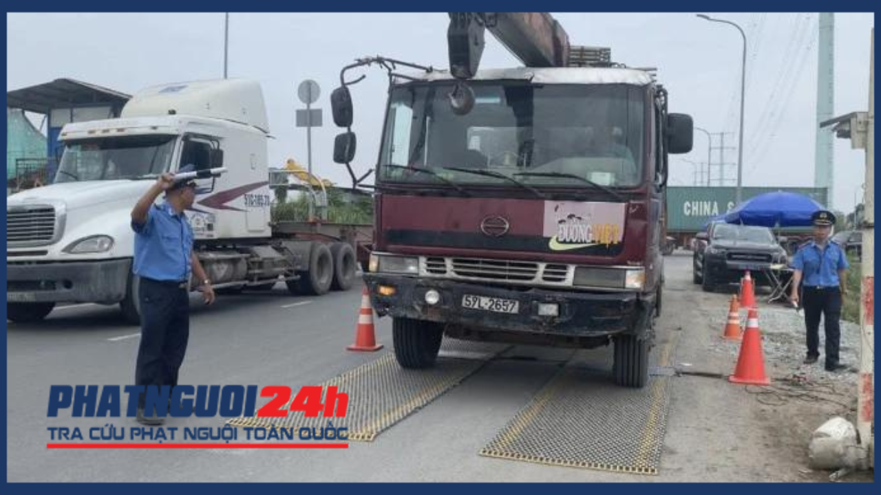 Lực lượng Thanh tra Sở GTVT TP.HCM kiểm tra một trường hợp xe quá tải trên đường Võ Chí Công, TP Thủ Đức