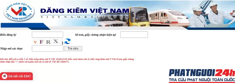 Trang web Cục Đăng kiểm Việt Nam