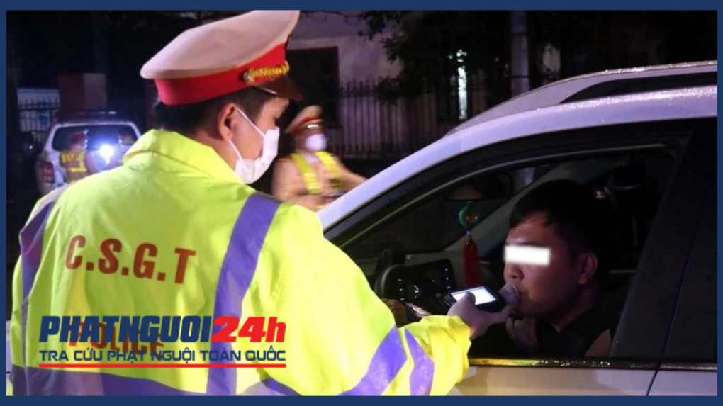 Lực lượng Công an tỉnh Hưng Yên kiểm tra nồng độ cồn với người điều khiển phương tiện giao thông.