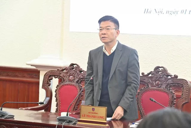 Bộ trưởng Bộ Tư pháp Lê Thành Long phát biểu tại cuộc làm việc - Ảnh: VGP/LS